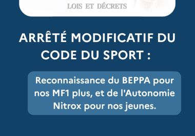 Arrêté modificatif du Code du Sport